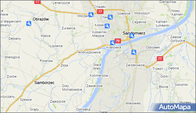mapa Zawisełcze, Zawisełcze na mapie Targeo