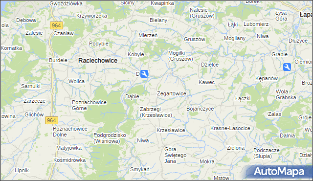 mapa Zegartowice gmina Raciechowice, Zegartowice gmina Raciechowice na mapie Targeo