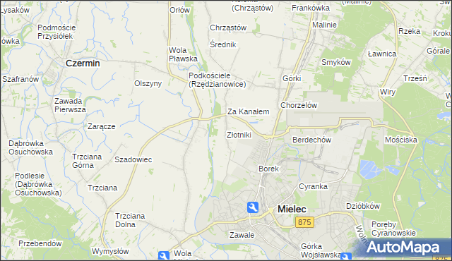 mapa Złotniki gmina Mielec, Złotniki gmina Mielec na mapie Targeo