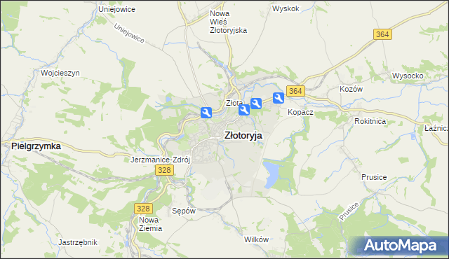 mapa Złotoryja, Złotoryja na mapie Targeo