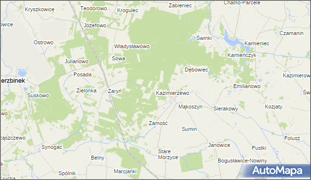 mapa Kazimierzewo gmina Wierzbinek, Kazimierzewo gmina Wierzbinek na mapie Targeo