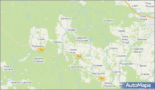 mapa Koziel gmina Raków, Koziel gmina Raków na mapie Targeo