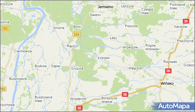 mapa Kozowo, Kozowo na mapie Targeo