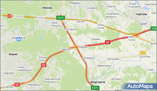 mapa Majdan gmina Wiązowna, Majdan gmina Wiązowna na mapie Targeo