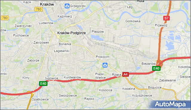 mapa Prokocim, Prokocim na mapie Targeo