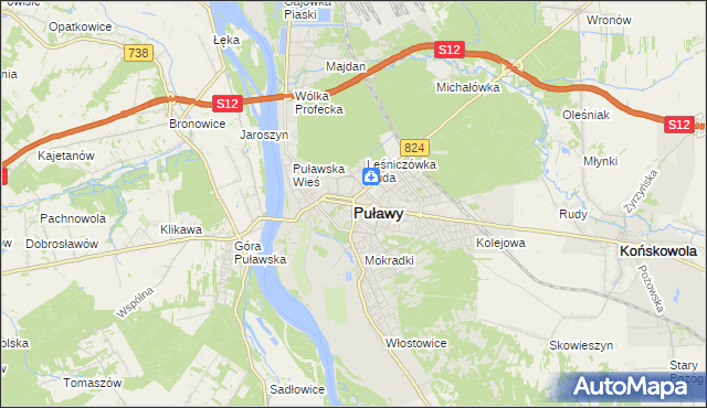 mapa Puław, Puławy na mapie Targeo