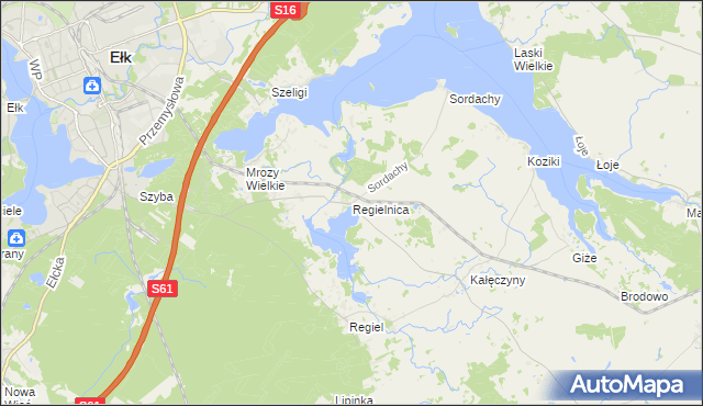 mapa Regielnica, Regielnica na mapie Targeo