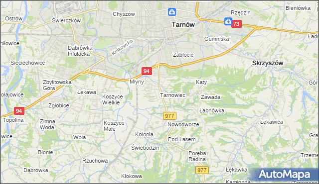 mapa Tarnowiec gmina Tarnów, Tarnowiec gmina Tarnów na mapie Targeo