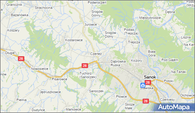 mapa Zabłotce gmina Sanok, Zabłotce gmina Sanok na mapie Targeo