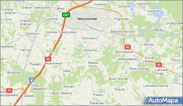 mapa Adamówek gmina Mszczonów, Adamówek gmina Mszczonów na mapie Targeo