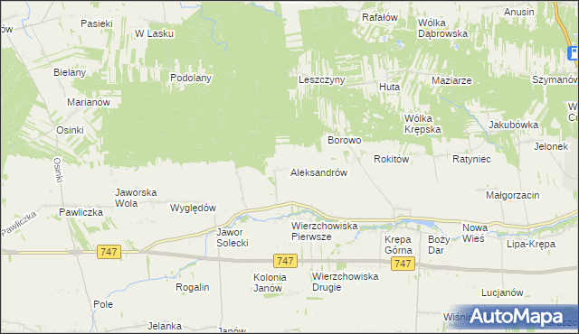 mapa Aleksandrów gmina Sienno, Aleksandrów gmina Sienno na mapie Targeo