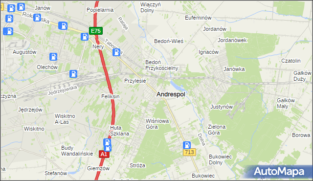 mapa Andrespol, Andrespol na mapie Targeo