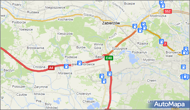 mapa Balice gmina Zabierzów, Balice gmina Zabierzów na mapie Targeo