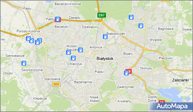 mapa Białegostoku, Białystok na mapie Targeo
