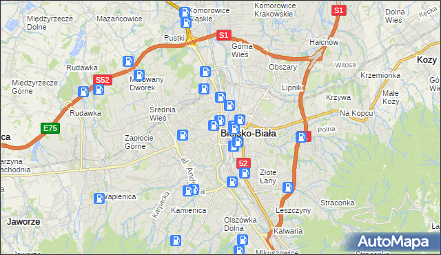 mapa Bielsko-Białej, Bielsko-Biała na mapie Targeo