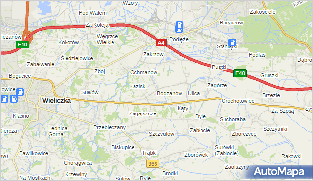 mapa Bodzanów gmina Biskupice, Bodzanów gmina Biskupice na mapie Targeo