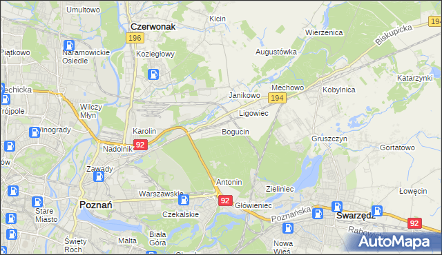 mapa Bogucin gmina Swarzędz, Bogucin gmina Swarzędz na mapie Targeo
