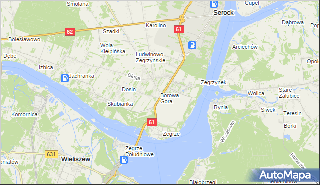 mapa Borowa Góra gmina Serock, Borowa Góra gmina Serock na mapie Targeo