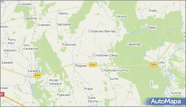 mapa Chodkowo-Załogi, Chodkowo-Załogi na mapie Targeo