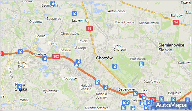 mapa Chorzów, Chorzów na mapie Targeo