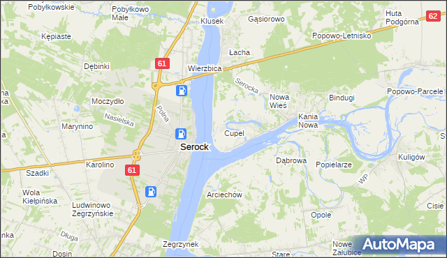 mapa Cupel gmina Serock, Cupel gmina Serock na mapie Targeo