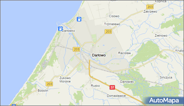 mapa Darłowo, Darłowo na mapie Targeo