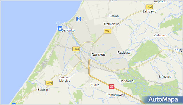 mapa Darłowo, Darłowo na mapie Targeo