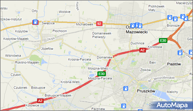 mapa Domaniew gmina Brwinów, Domaniew gmina Brwinów na mapie Targeo