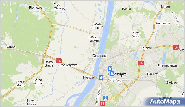 mapa Dragacz, Dragacz na mapie Targeo