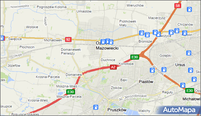 mapa Duchnice, Duchnice na mapie Targeo