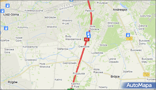 mapa Giemzów, Giemzów na mapie Targeo