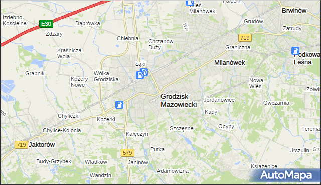 mapa Grodzisk Mazowiecki, Grodzisk Mazowiecki na mapie Targeo
