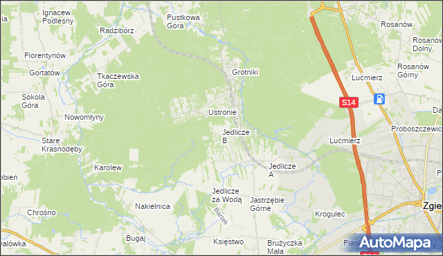 mapa Jedlicze B, Jedlicze B na mapie Targeo