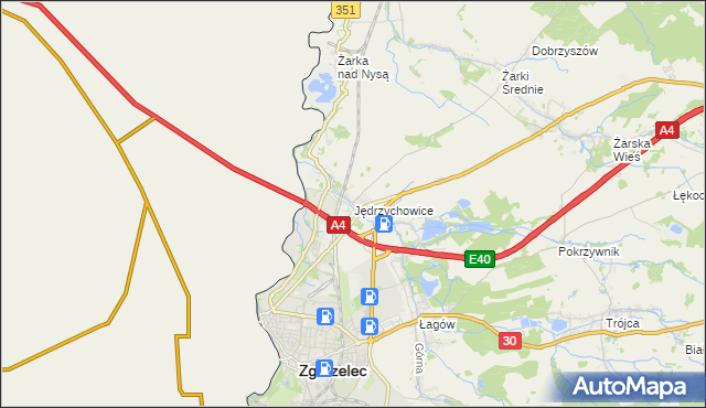 mapa Jędrzychowice gmina Zgorzelec, Jędrzychowice gmina Zgorzelec na mapie Targeo