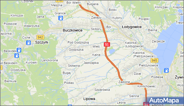 mapa Kalna, Kalna na mapie Targeo