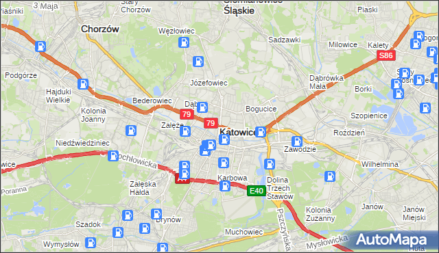 mapa Katowic, Katowice na mapie Targeo