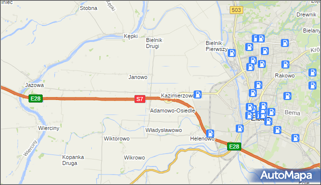 mapa Kazimierzowo gmina Elbląg, Kazimierzowo gmina Elbląg na mapie Targeo