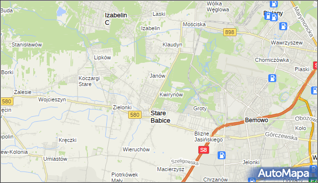 mapa Kwirynów gmina Stare Babice, Kwirynów gmina Stare Babice na mapie Targeo