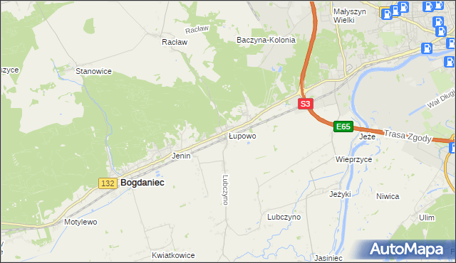 mapa Łupowo gmina Bogdaniec, Łupowo gmina Bogdaniec na mapie Targeo
