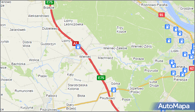 mapa Machnacz gmina Brześć Kujawski, Machnacz gmina Brześć Kujawski na mapie Targeo