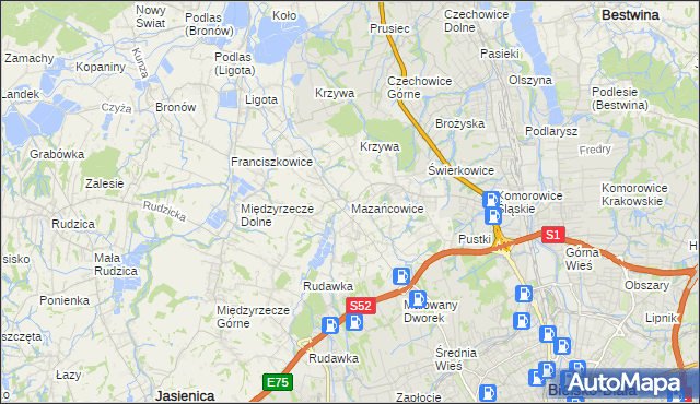 mapa Mazańcowice, Mazańcowice na mapie Targeo