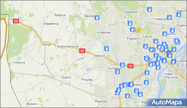 mapa Mierzyn gmina Dobra (Szczecińska), Mierzyn gmina Dobra (Szczecińska) na mapie Targeo