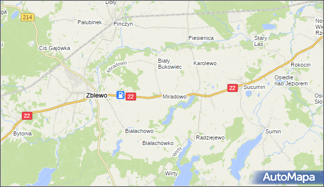 mapa Miradowo, Miradowo na mapie Targeo