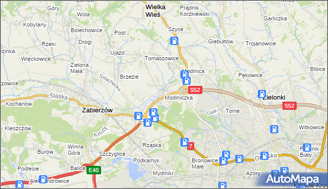 mapa Modlniczka, Modlniczka na mapie Targeo