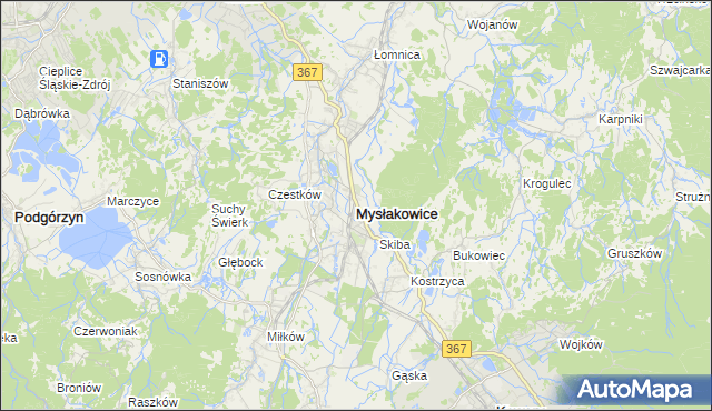 mapa Mysłakowice, Mysłakowice na mapie Targeo