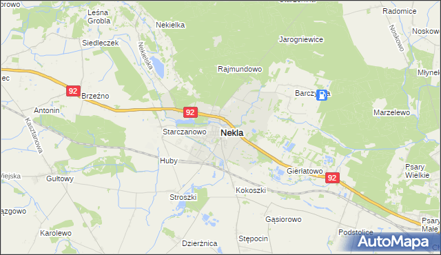 mapa Nekla powiat wrzesiński, Nekla powiat wrzesiński na mapie Targeo