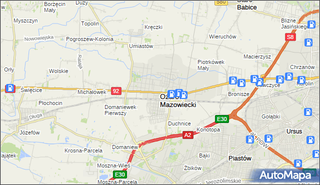 mapa Ożarów Mazowiecki, Ożarów Mazowiecki na mapie Targeo