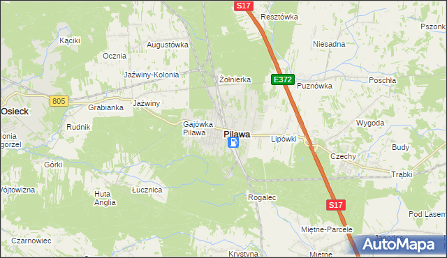 mapa Pilawa powiat garwoliński, Pilawa powiat garwoliński na mapie Targeo