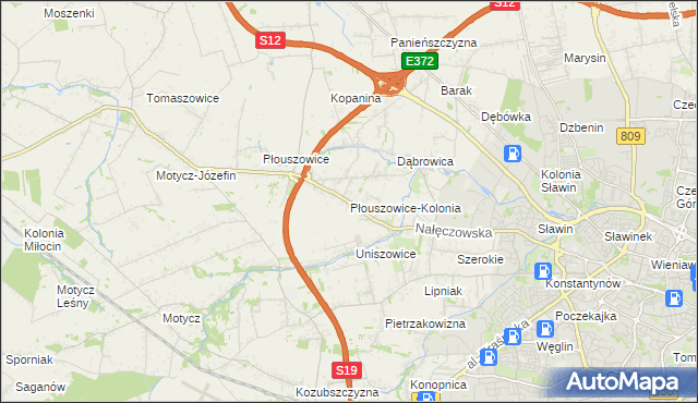 mapa Płouszowice-Kolonia, Płouszowice-Kolonia na mapie Targeo