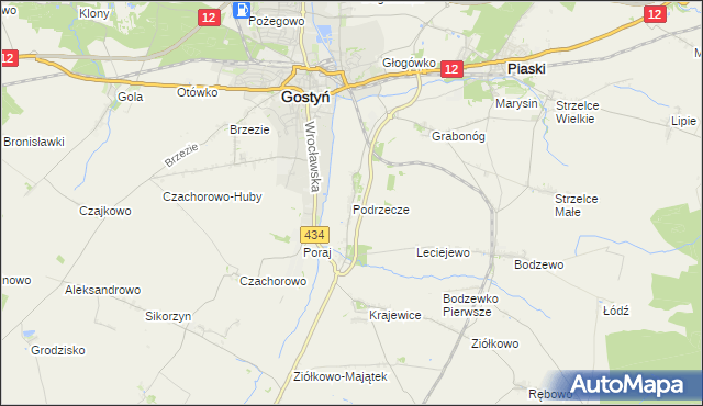 mapa Podrzecze gmina Piaski, Podrzecze gmina Piaski na mapie Targeo